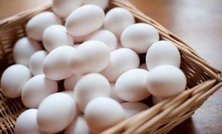Basket of fresh eggs