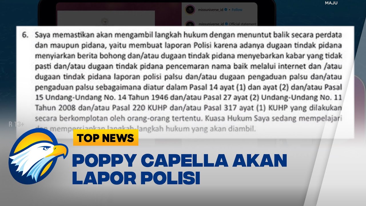 Lisensi Miss Universe Indonesia Dicabut, Poppy Capella akan Lapor Polisi