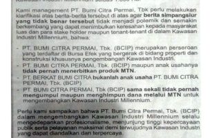 Klarifikasi :  PT. Bumi Citra Permai Tbk. (BCIP)